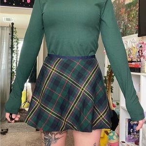 Ralph Lauren kids size 7 plaid blue green skirt also fit womens extra small